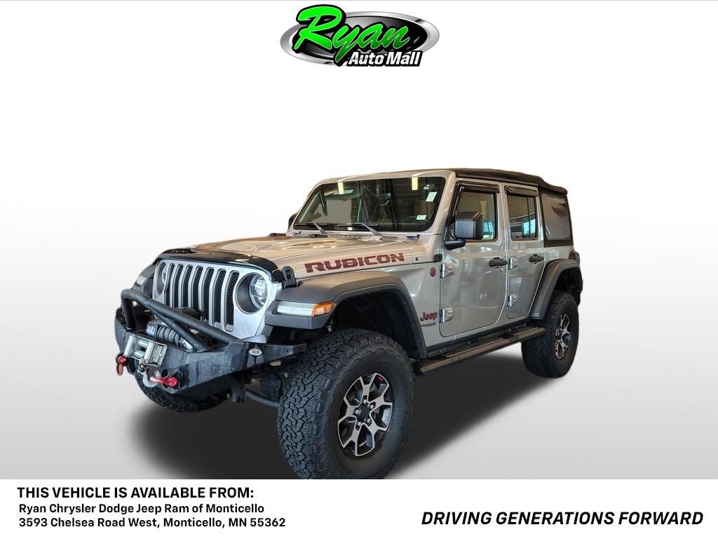 2018 Jeep Wrangler Unlimited Rubicon in Billet Silver Metallic Clearcoat — front three-quarter view