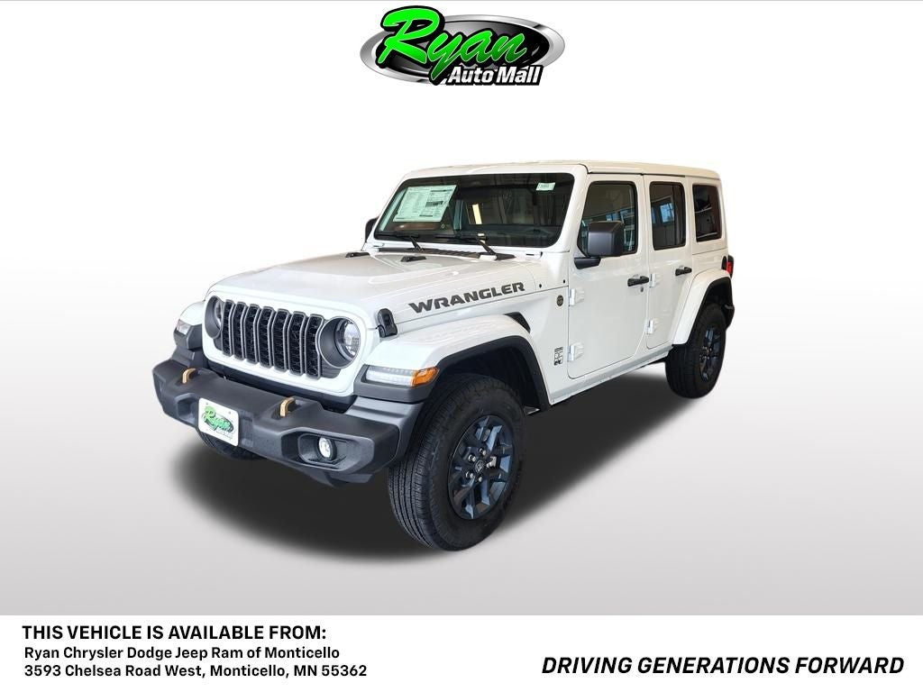 2026 Jeep Wrangler 85th Anniversary Edition in Bright White Clear-Coat Exterior Paint — front three-quarter view