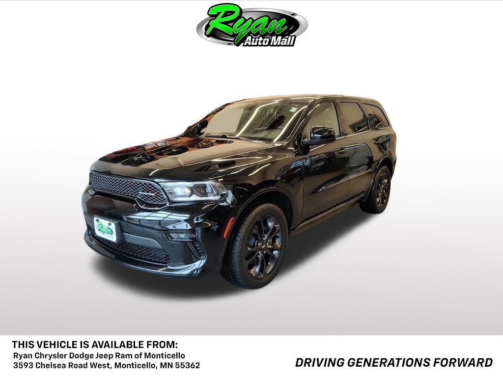 2021 Dodge Durango SXT Plus in Db Black Clearcoat — front three-quarter view