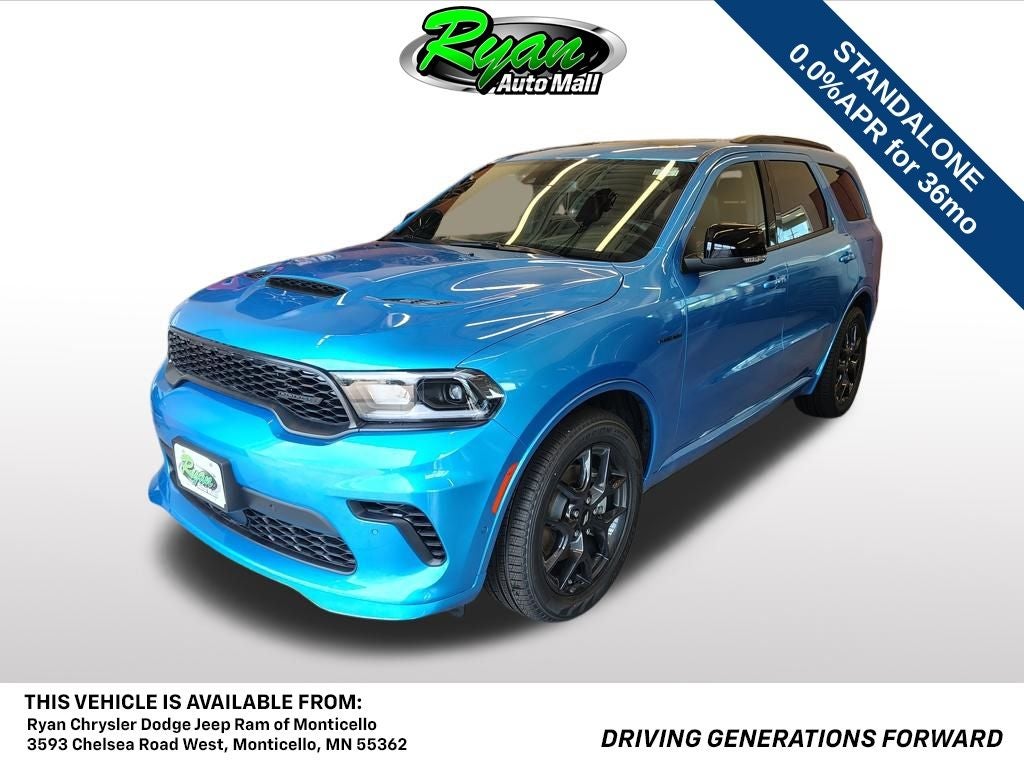 2026 Dodge Durango GT Plus HEMI V8 in B5 Blue Exterior Paint — front three-quarter view