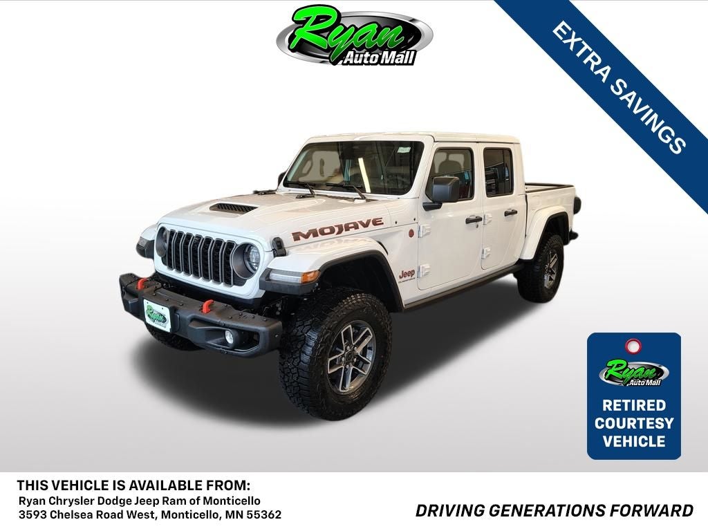 2026 Jeep Gladiator Mojave X in Bright White Clear-Coat Exterior Paint — front three-quarter view