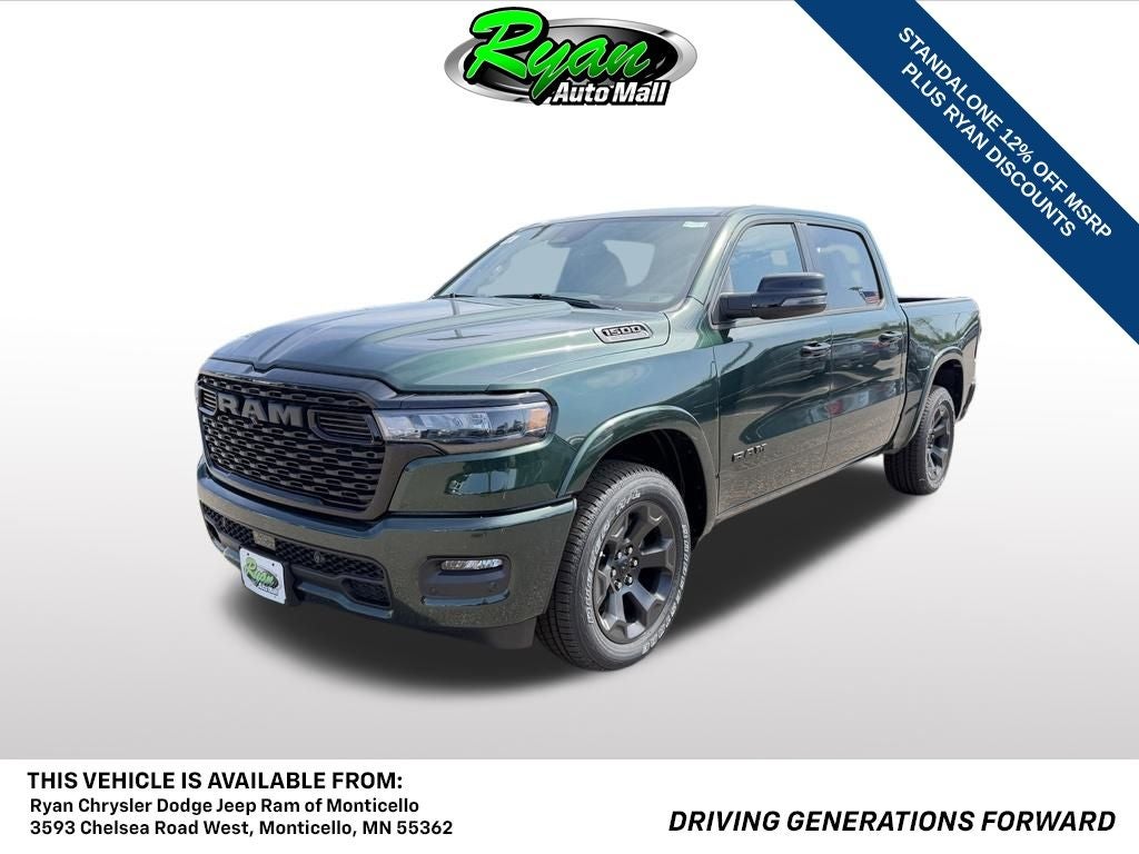 2026 RAM 1500 Big Horn/Lone Star in Serrano-Green Metallic Exterior Paint — front three-quarter view