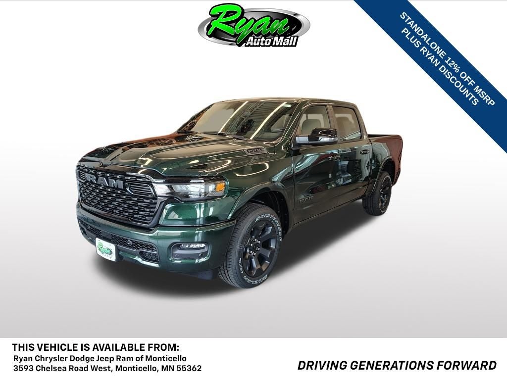 2026 RAM 1500 Big Horn/Lone Star in Serrano-Green Metallic Exterior Paint — front three-quarter view