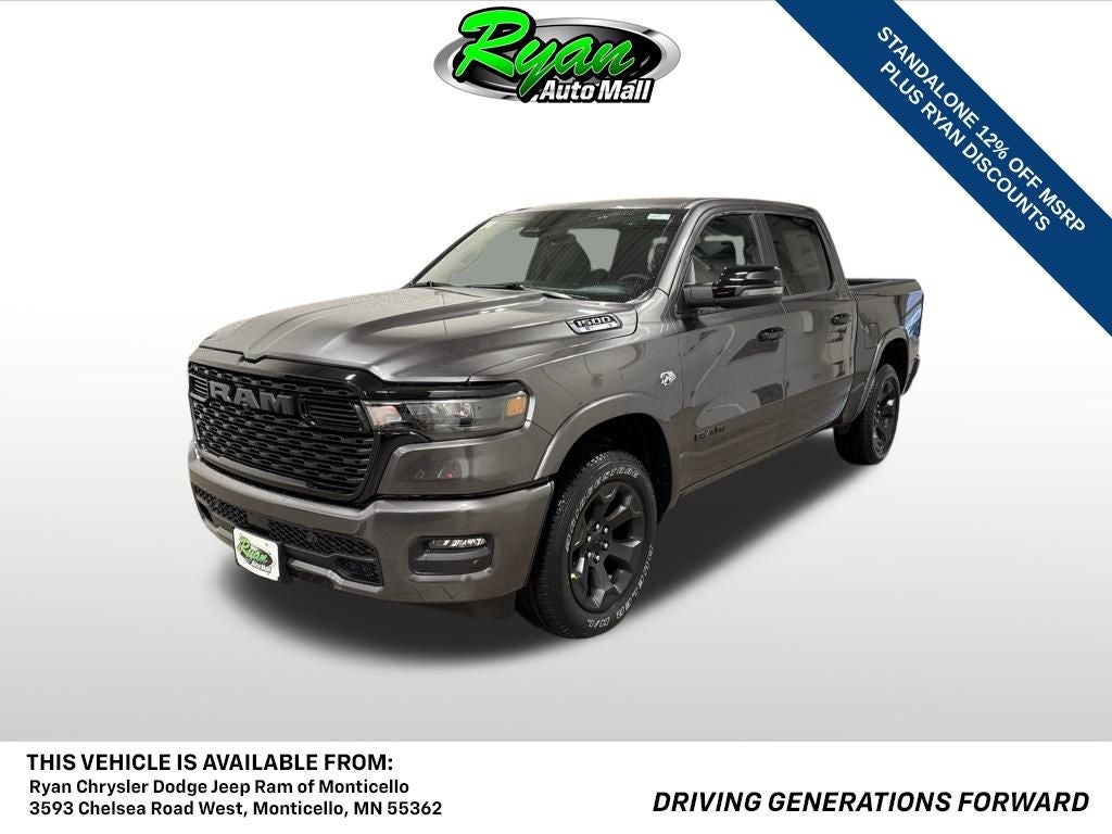 2026 RAM 1500 Big Horn/Lone Star in Granite Crystal Metallic Clear-Coat Exterior Paint — front three-quarter view