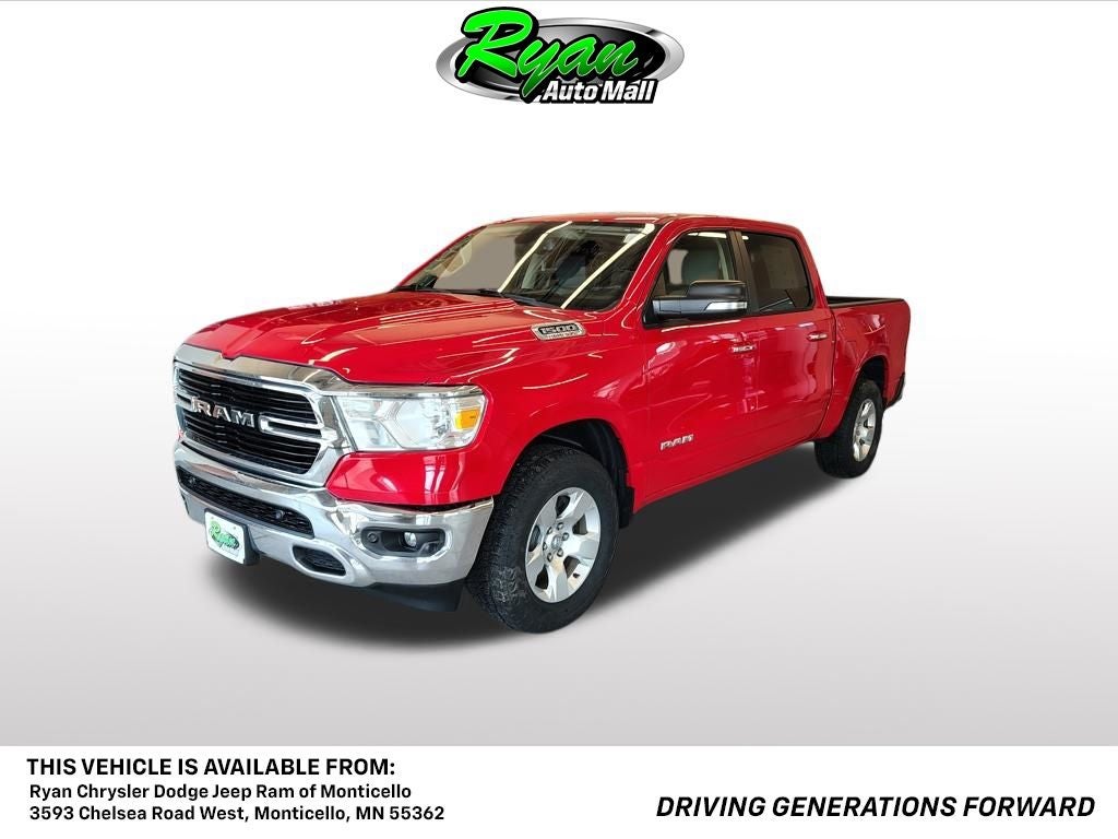 2019 RAM 1500 Big Horn/Lone Star in Flame Red Clearcoat — front three-quarter view
