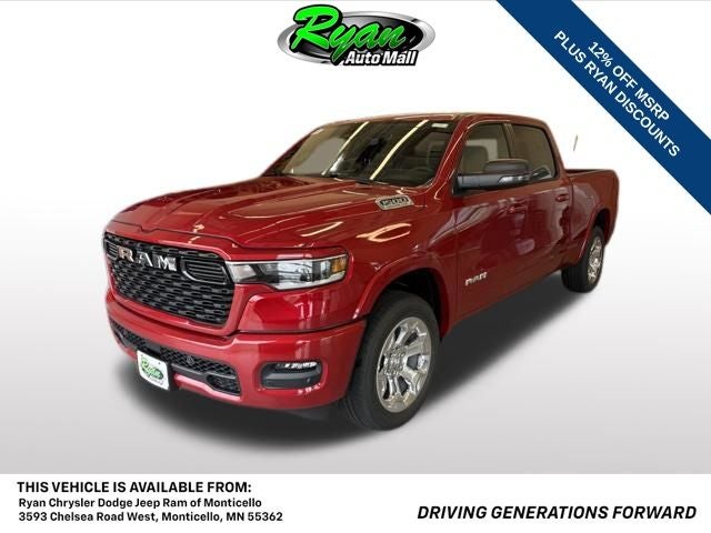 2026 RAM 1500 Big Horn/Lone Star in Molten Red Pearl-Coat Exterior Paint — front three-quarter view