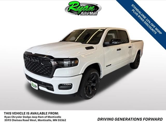 2026 RAM 1500 Big Horn/Lone Star in Bright White Clear-Coat Exterior Paint — front three-quarter view