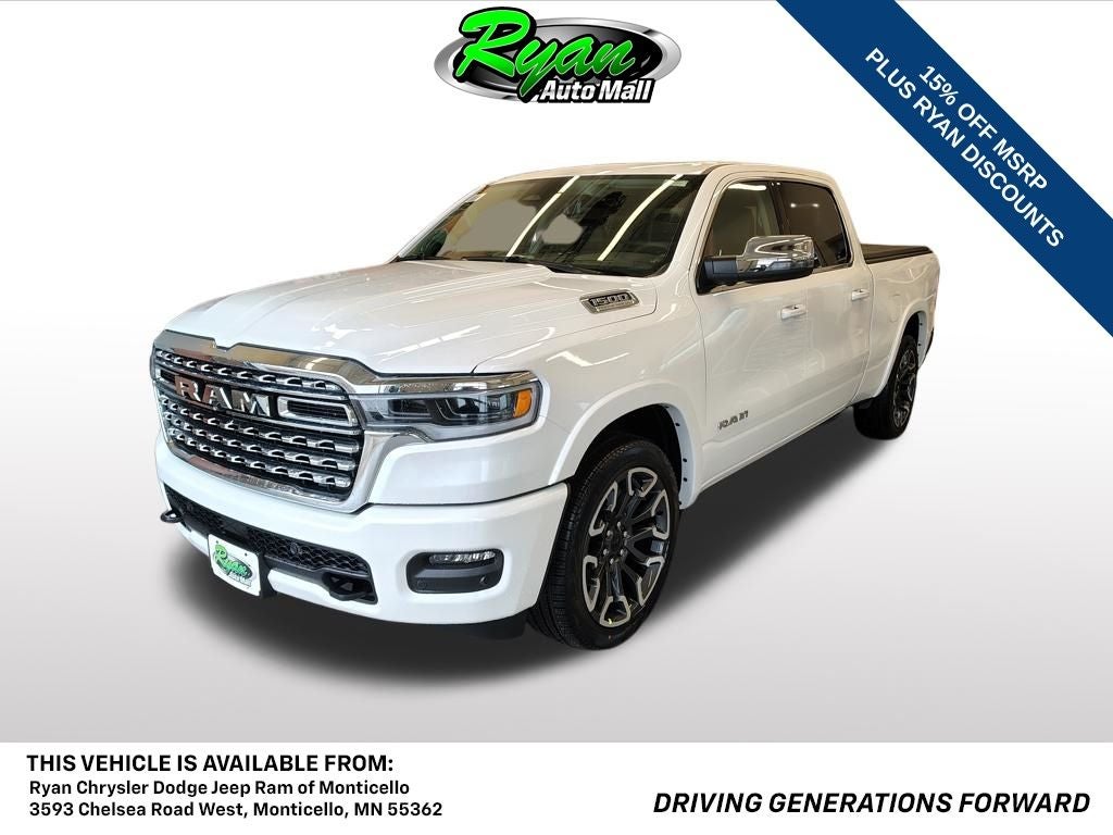 2026 RAM 1500 Limited in Ivory White Tri-Coat Pearlcoat — front three-quarter view