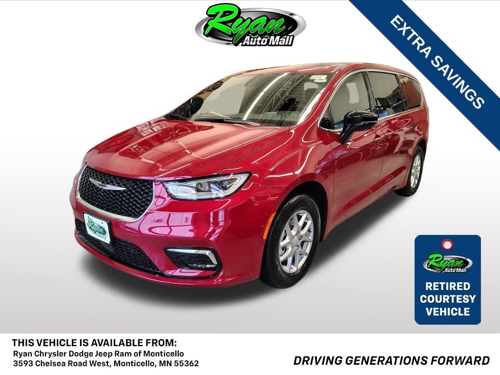 2026 Chrysler Pacifica Select in Red Hot Pearl-Coat Exterior Paint — front three-quarter view