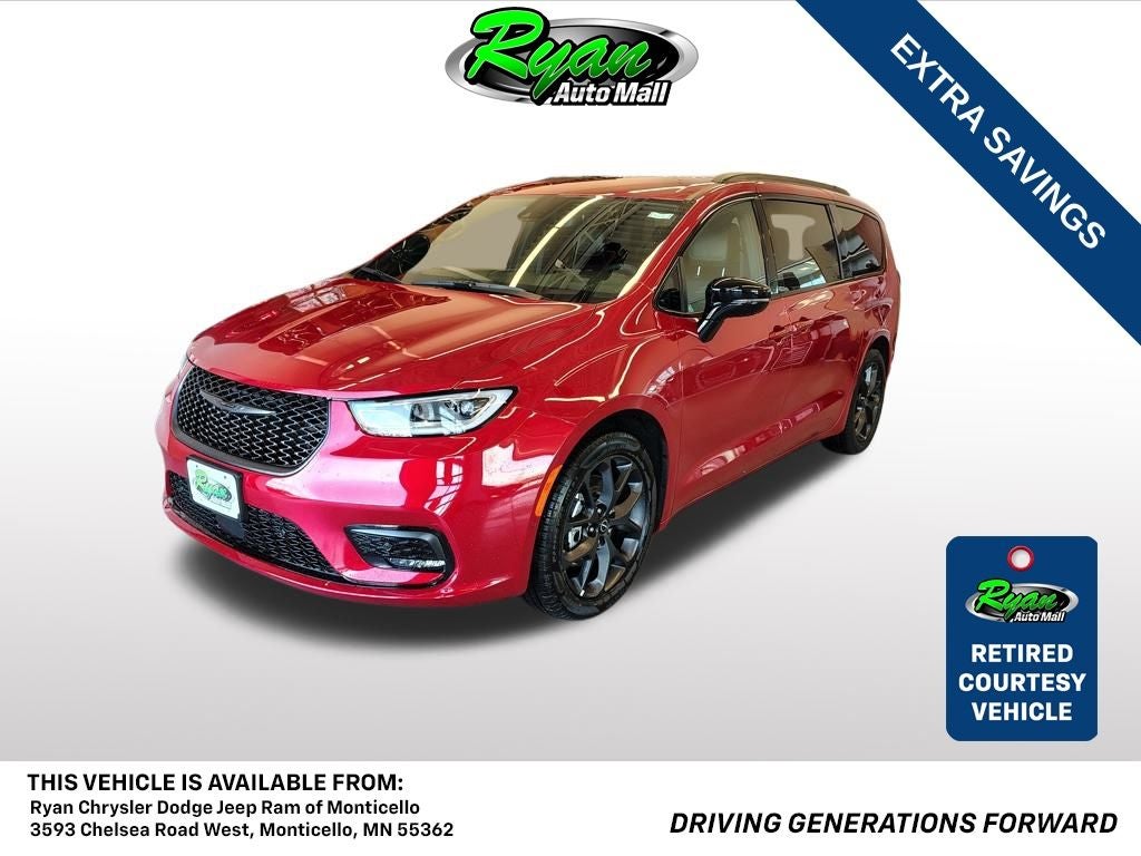 2026 Chrysler Pacifica Select in Red Hot Pearl-Coat Exterior Paint — front three-quarter view