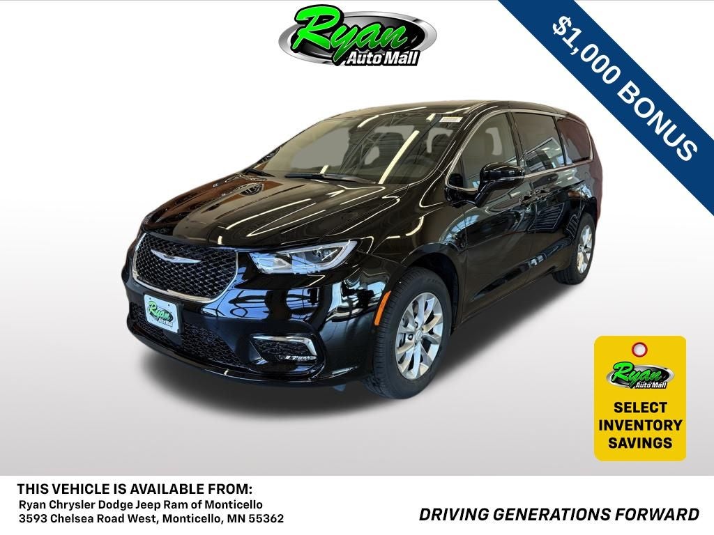 2026 Chrysler Pacifica Select in Diamond Black Crystal Pearl-Coat Exterior Paint — front three-quarter view