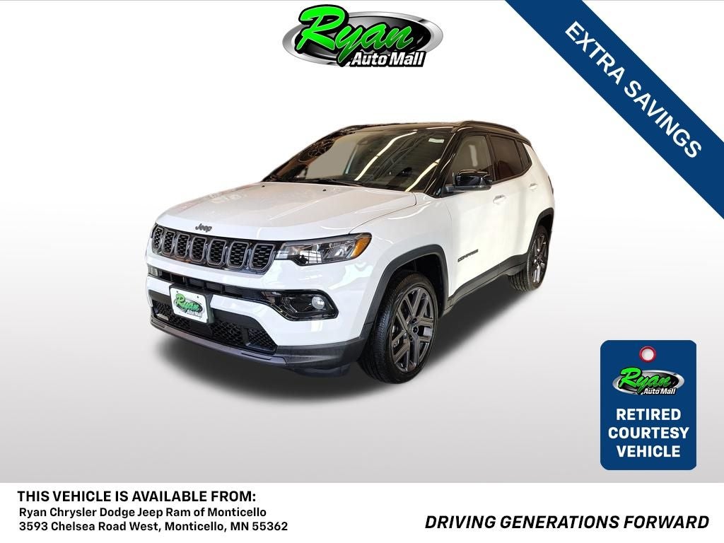 2026 Jeep Compass Limited Altitude in Bright White Clear-Coat Exterior Paint — front three-quarter view