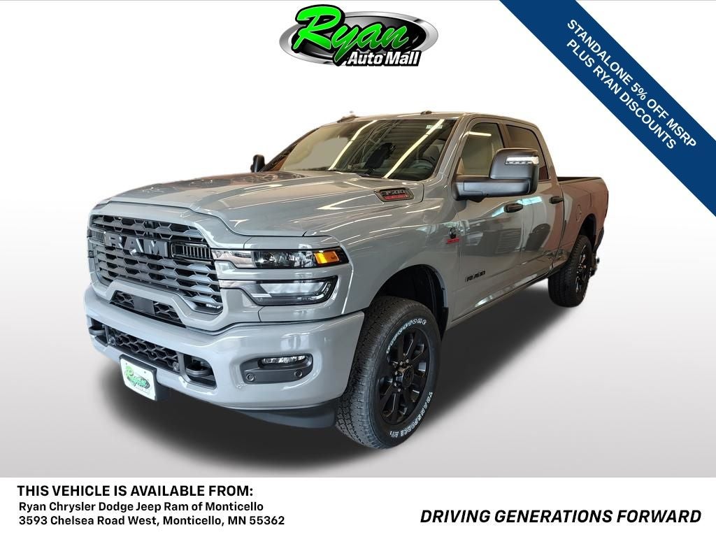 2026 RAM 3500 Big Horn in Ceramic Gray Clear-Coat Exterior Paint — front three-quarter view