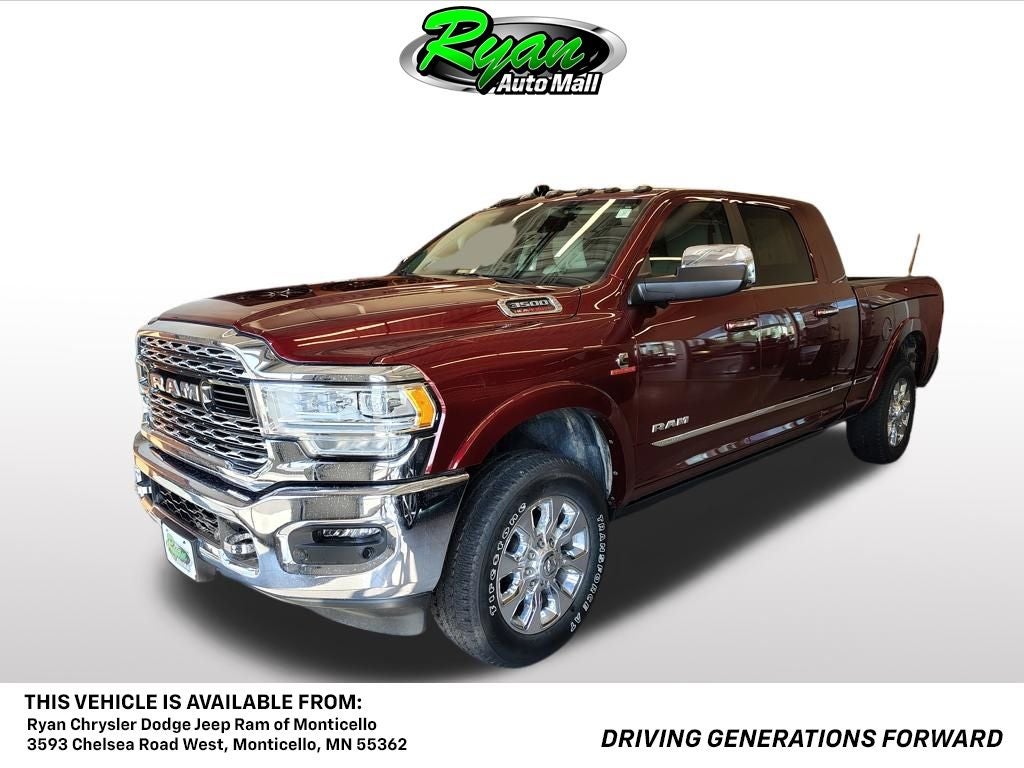 2021 RAM 3500 Limited in Delmonico Red Pearlcoat — front three-quarter view