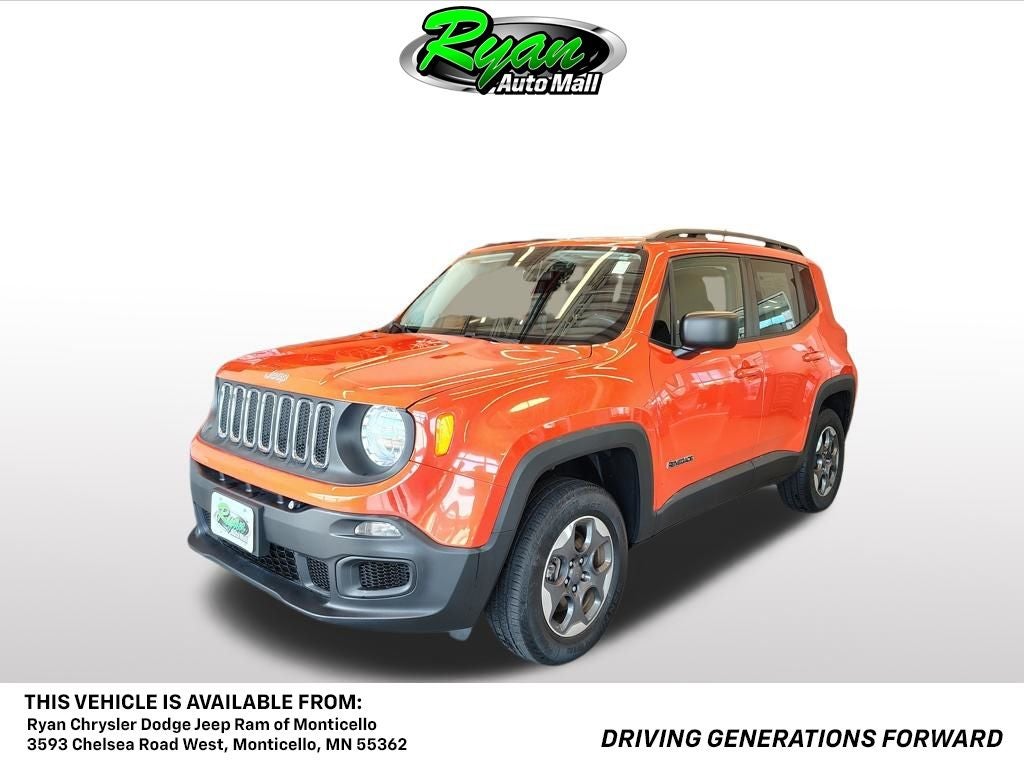 2017 Jeep Renegade Sport in Omaha Orange — front three-quarter view
