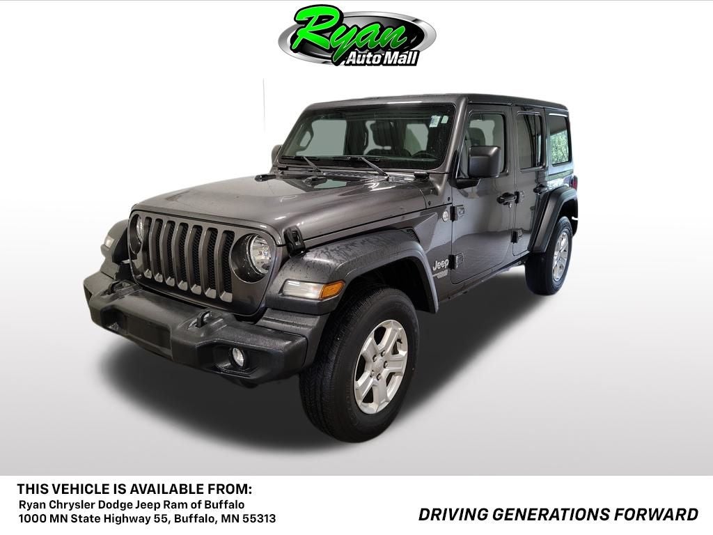 2018 Jeep Wrangler Unlimited Sport S in Granite Crystal Metallic Clearcoat — front three-quarter view