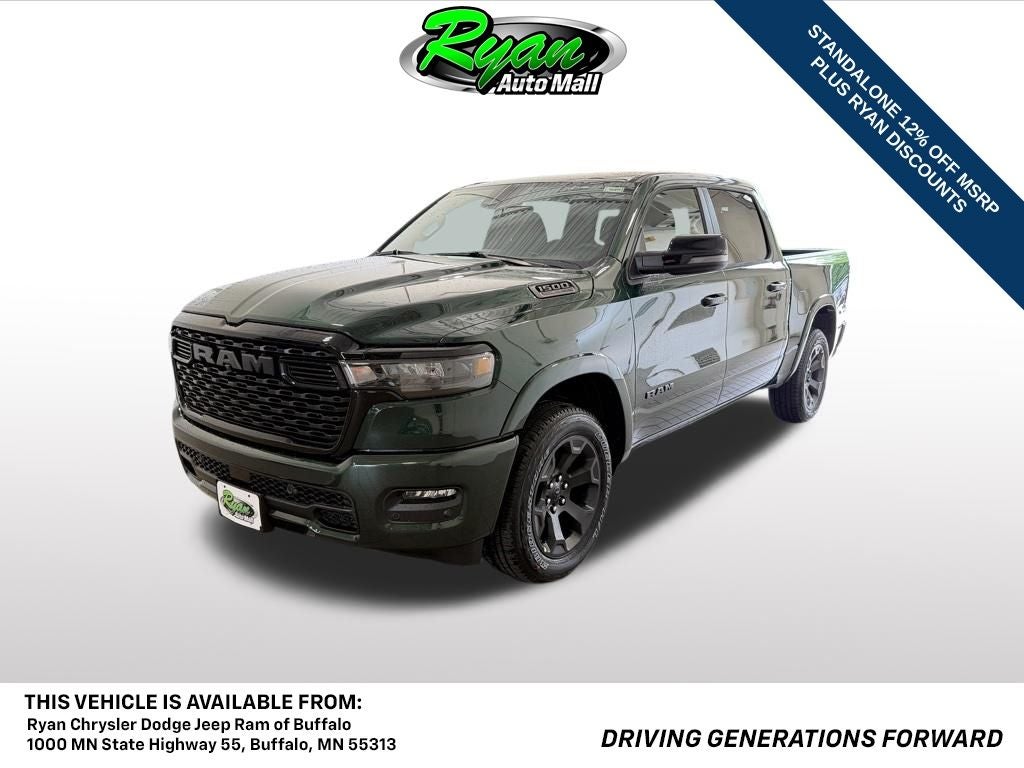 2026 RAM 1500 Big Horn/Lone Star in Serrano Green Metallic — front three-quarter view
