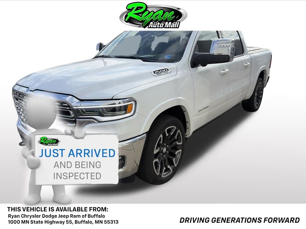2025 RAM 1500 Limited in Ivory White Tri-Coat Pearlcoat — front three-quarter view