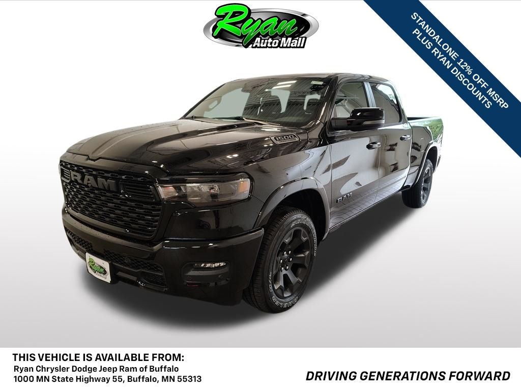 2026 RAM 1500 Big Horn/Lone Star in Diamond Black Crystal Pearlcoat — front three-quarter view