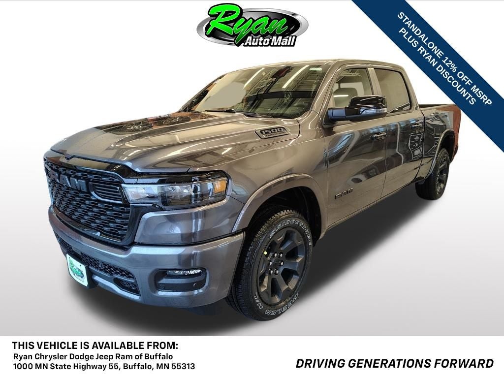 2026 RAM 1500 Big Horn/Lone Star in Granite Crystal Metallic Clearcoat — front three-quarter view
