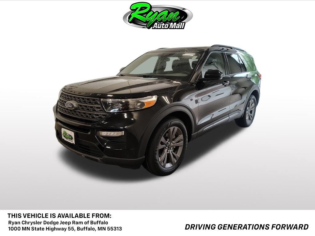 2023 Ford Explorer XLT in Agate Black Metallic — front three-quarter view