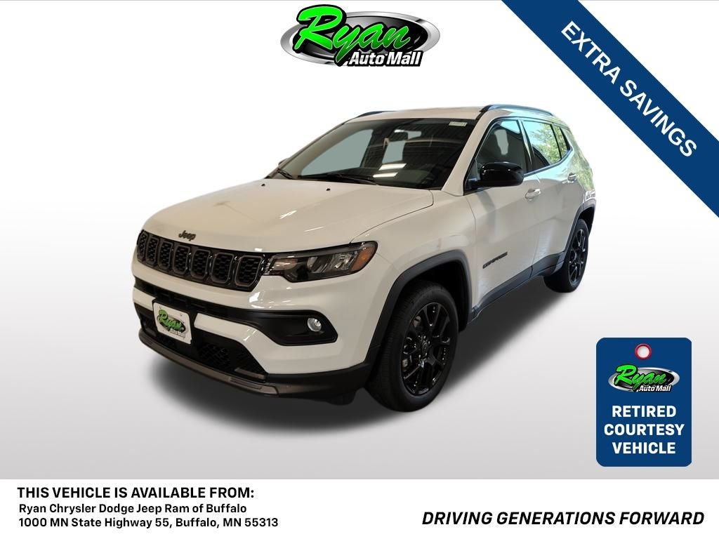 2026 Jeep Compass Latitude Altitude in Bright White Clearcoat — front three-quarter view