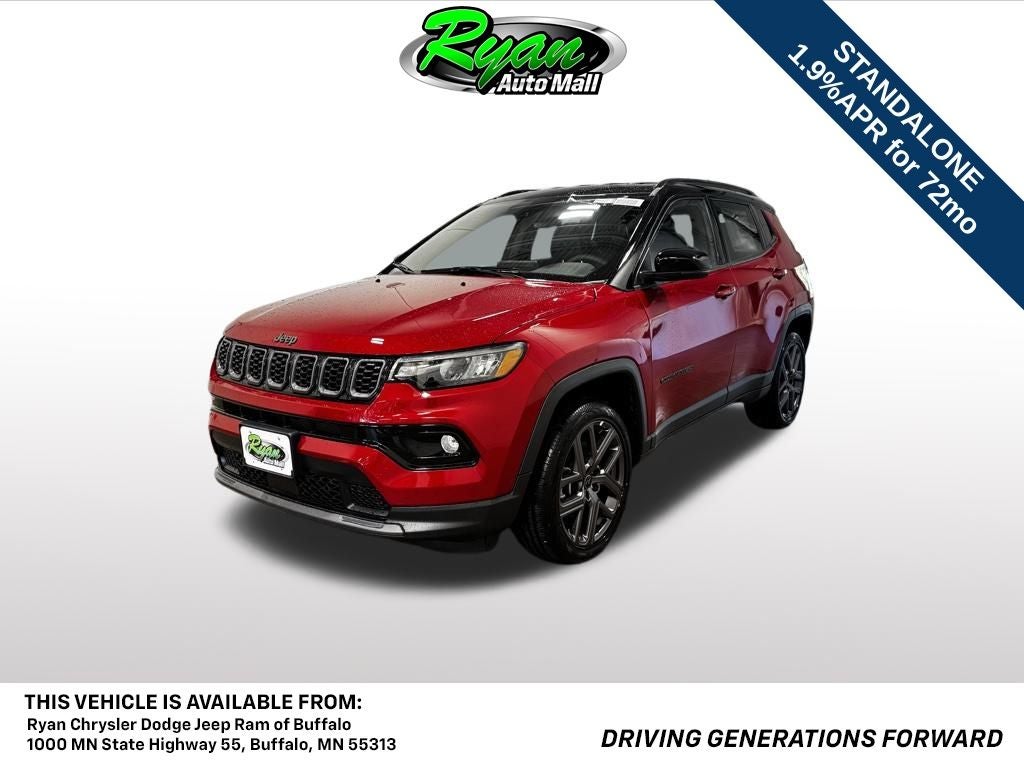 2026 Jeep Compass Limited Altitude in Red Hot Pearl Coat — front three-quarter view
