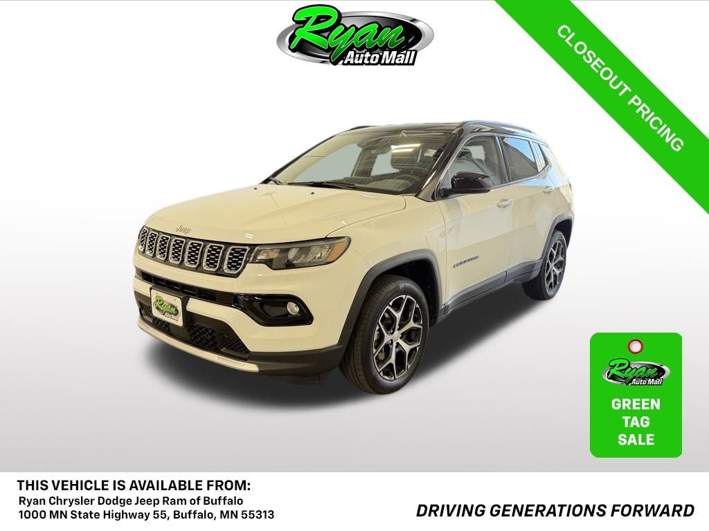 2024 Jeep Compass Limited in Bright White Clearcoat — front three-quarter view