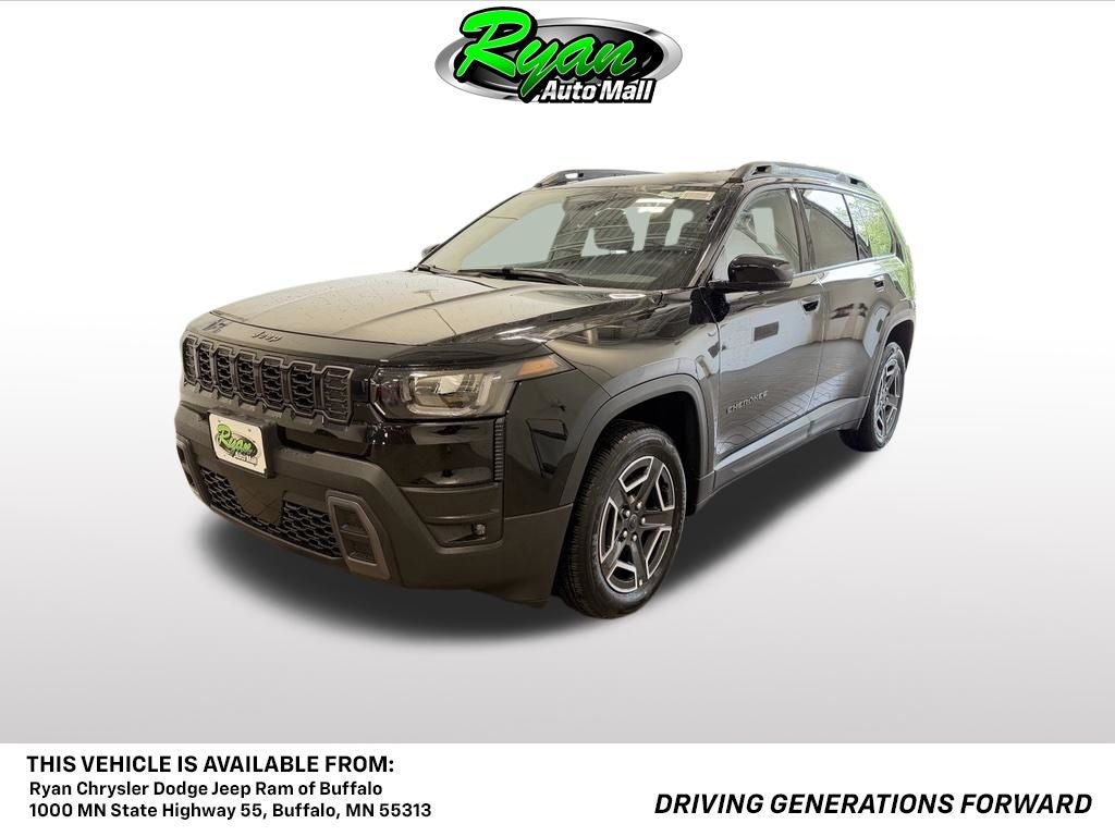 2026 Jeep Cherokee Laredo in Diamond Black Crystal Pearlcoat — front three-quarter view