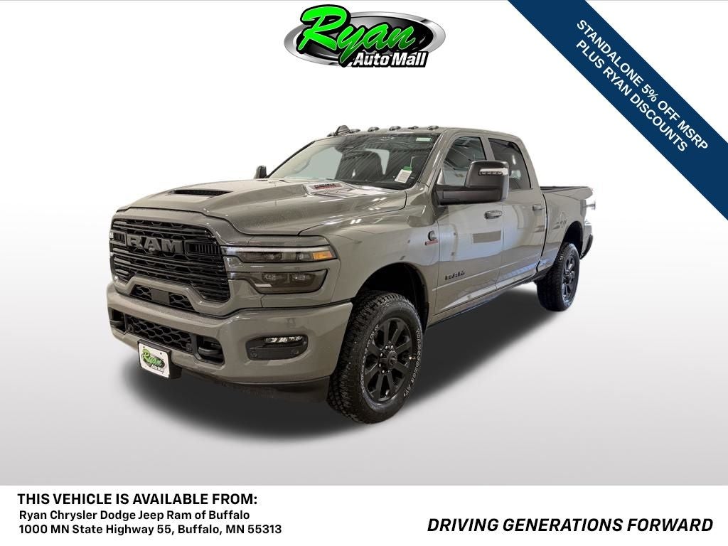 2026 RAM 2500 Laramie in Ceramic Gray Clearcoat — front three-quarter view