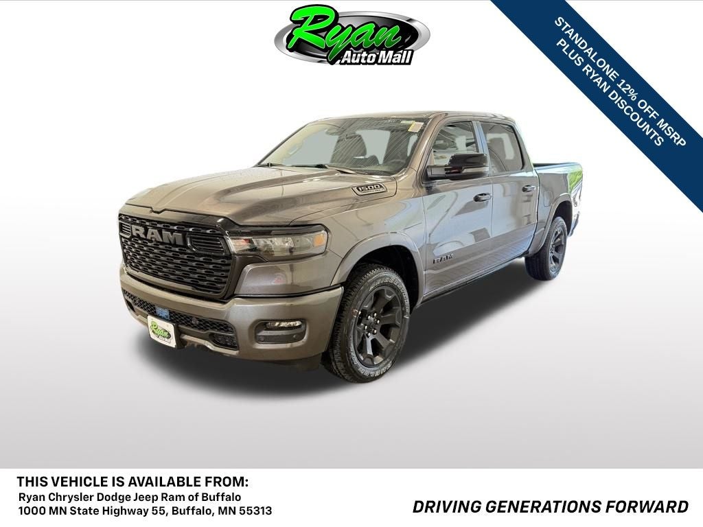 2026 RAM 1500 Big Horn/Lone Star in Granite Crystal Metallic Clearcoat — front three-quarter view