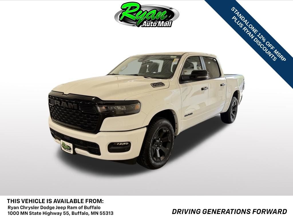 2026 RAM 1500 Big Horn/Lone Star in Bright White Clearcoat — front three-quarter view