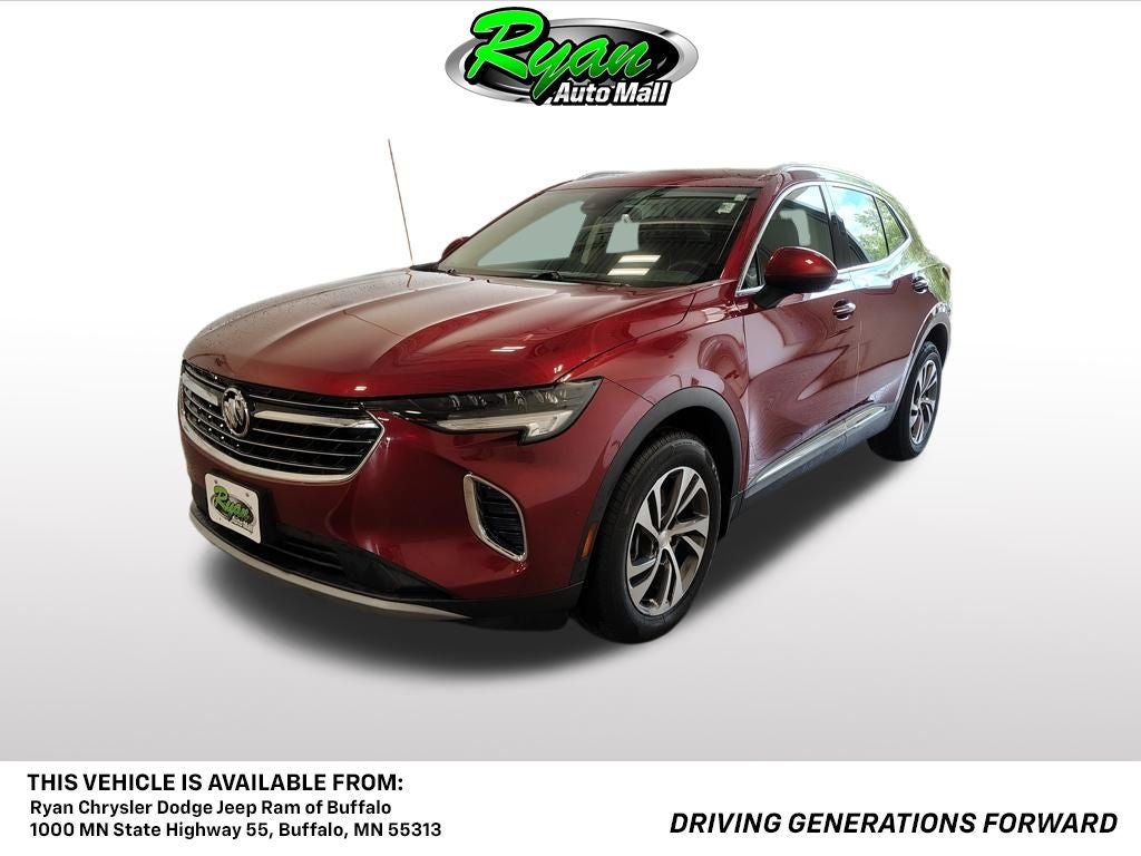 2021 Buick Envision Essence in Cinnabar Metallic — front three-quarter view