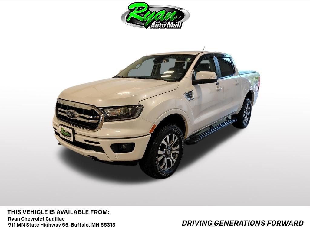 2019 Ford Ranger Lariat in White Platinum Tri-Coat — front three-quarter view