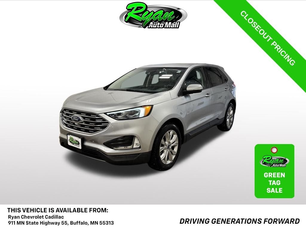 2022 Ford Edge Titanium in Iconic Silver Metallic — front three-quarter view