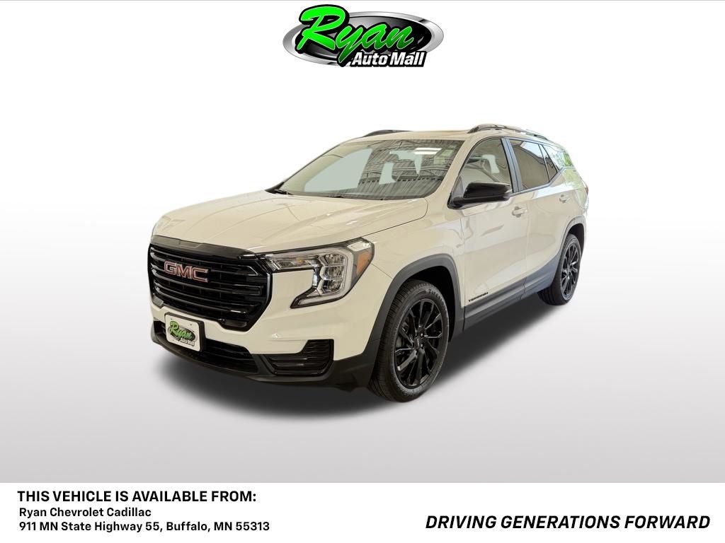 2023 GMC Terrain SLE in Summit White — front three-quarter view