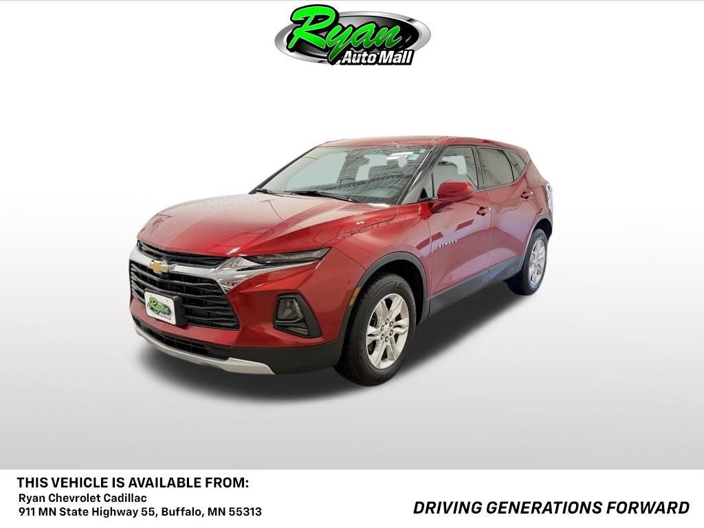 2022 Chevrolet Blazer LT in Cherry Red Tintcoat — front three-quarter view