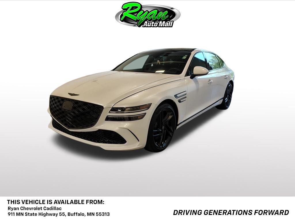 2026 Genesis G80 3.5T in Uyuni White — front three-quarter view
