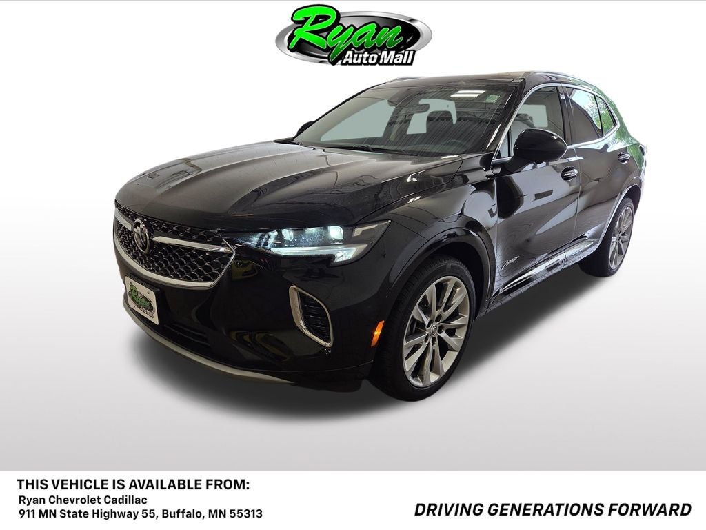2023 Buick Envision Avenir in Ebony Twilight Metallic — front three-quarter view