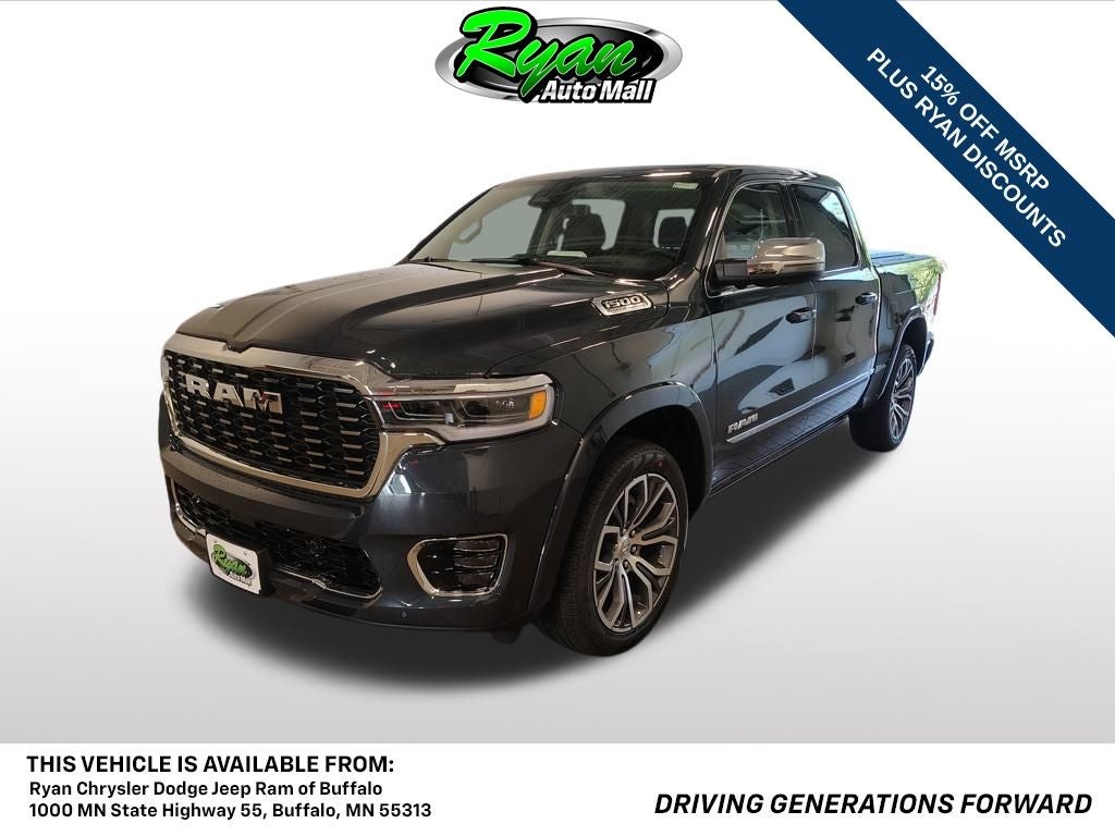 2026 RAM 1500 Tungsten in Forged Blue Metallic — front three-quarter view