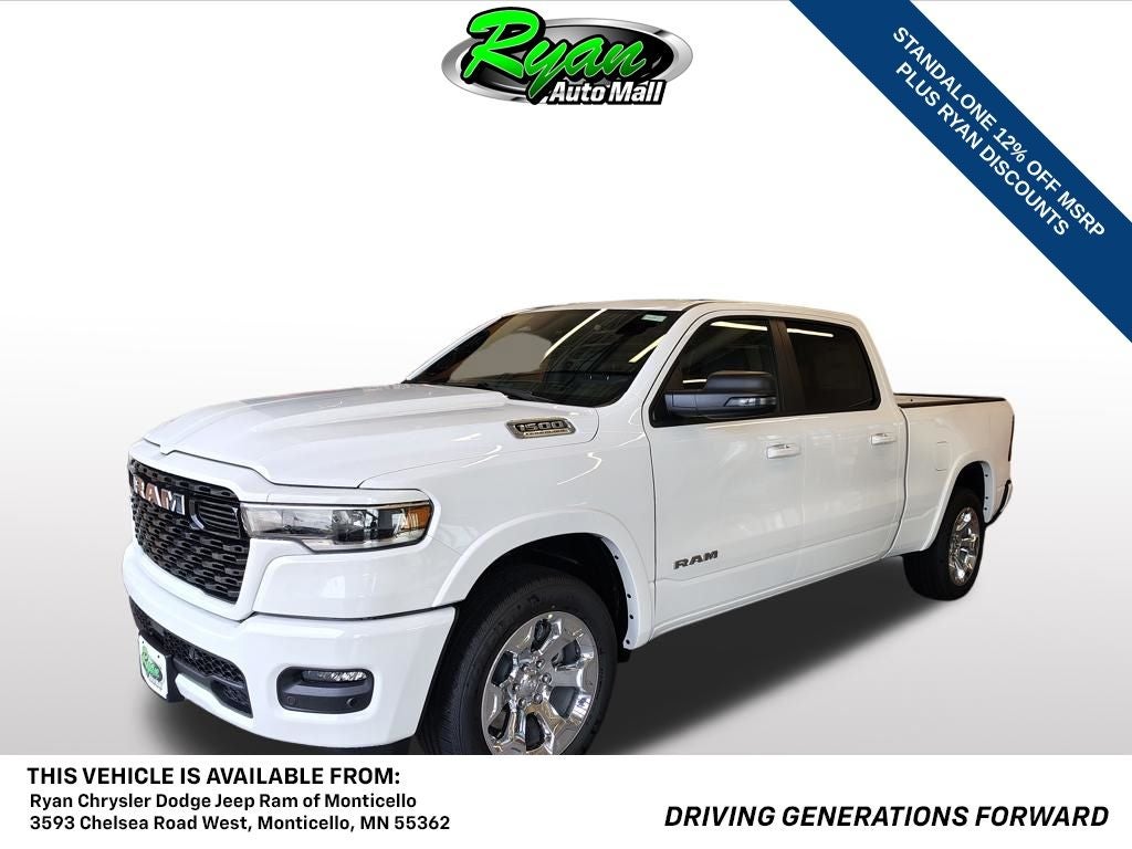 2026 RAM 1500 Big Horn/Lone Star in Bright White Clear-Coat Exterior Paint — front three-quarter view