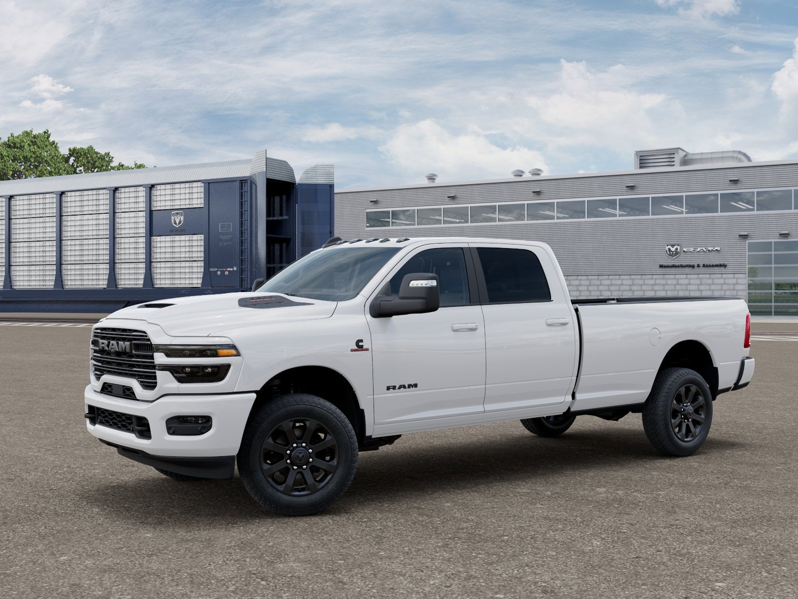 2026 RAM 3500 Laramie in Bright White Clear-Coat Exterior Paint — front three-quarter view